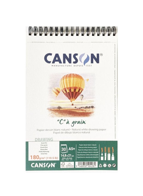 Canson C a Grain Drawing Paper Pad Natural White 30 Sheets A5+