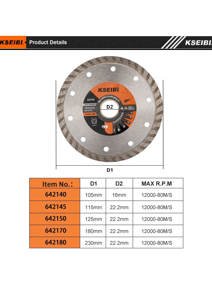KSEIBI 9 Inch Sintered Diamond Discs Wave Turbo, Turbo Disc Cut Grind Sharpen Marble Concrete and Bricks 230mm, Super Thin Diamond Saw Blade for Cutting Porcelain Tiles, Granite, Marble, Ceramics.  - Image 4