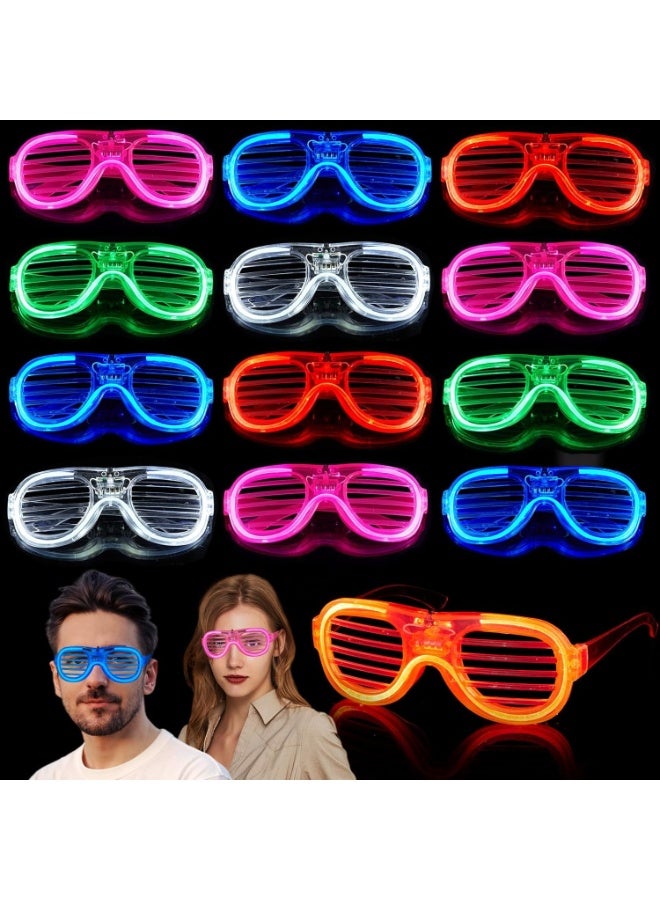 GUDOO مجموعة نظارات حفلات LED مكونة من 12 قطعة: نظارات ملونة تضيء بخمس ألوان مناسبة للحفلات، عيد الميلاد، الحفلات الموسيقية، ولعب الإضاءة. تُضيء في الظلام، ومناسبة للزينة والحفلات للبالغين. - Image 1