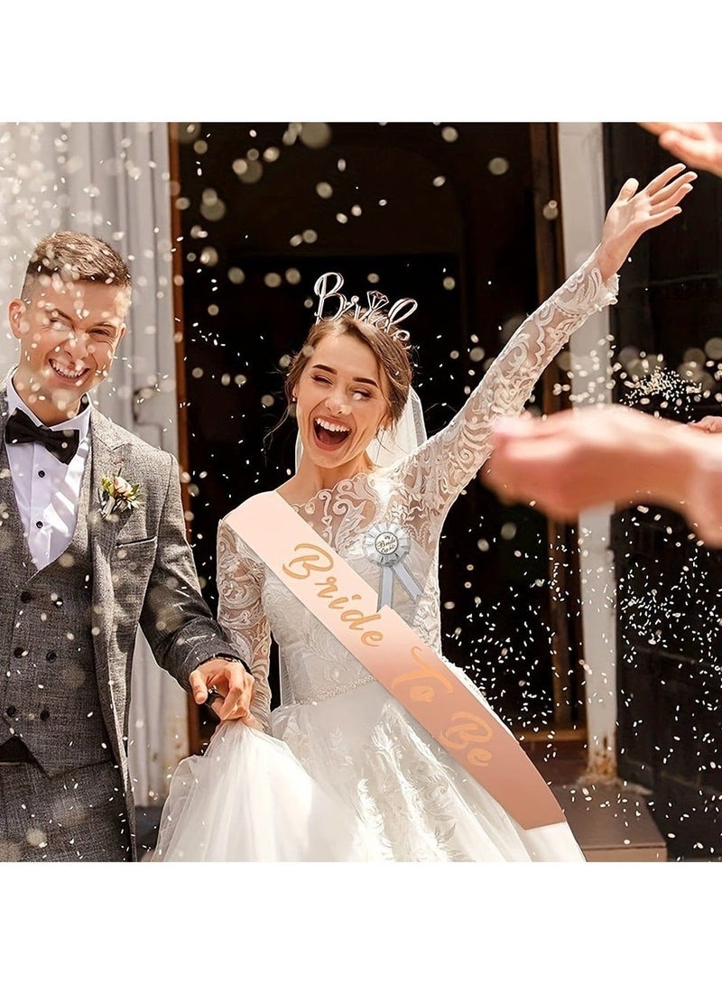 طقم حفلة عزوبية فاخرة - مجموعة مكونة من 17 قطعة تشمل حجاب، طوق شعر، ملصقات، حزام كتف، إكسسوارات معصم مصممة للعروس - مثالية لليلة البنات - Image 3