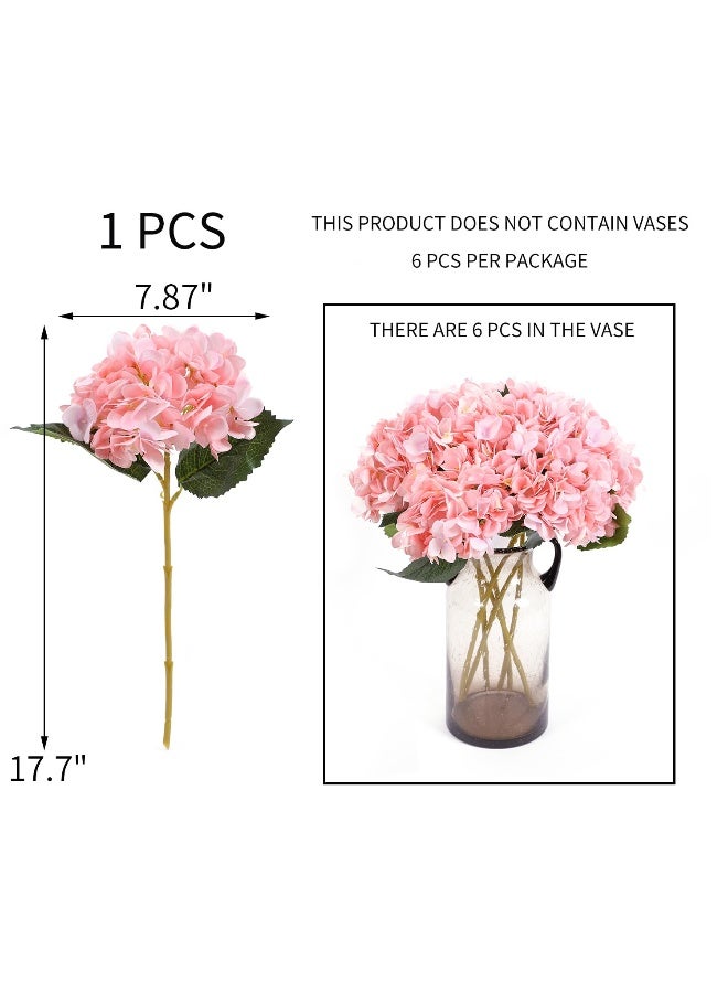 Kimura's Cabin 6pcs Pink Fake Hydrangea Flowers Artificial Silk Hydrangea Bouquets Faux Hydrangea with Stems for Wedding Home Party Table Core Decoration (Pink, Pack of 6) - Image 2