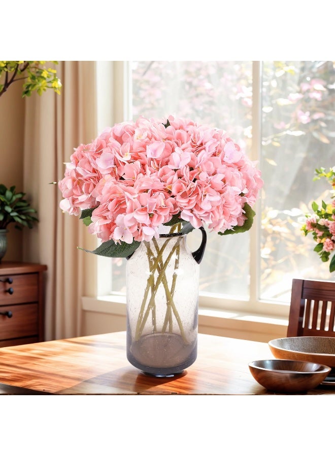 Kimura's Cabin 6pcs Pink Fake Hydrangea Flowers Artificial Silk Hydrangea Bouquets Faux Hydrangea with Stems for Wedding Home Party Table Core Decoration (Pink, Pack of 6) - Image 3