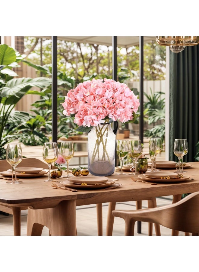 Kimura's Cabin 6pcs Pink Fake Hydrangea Flowers Artificial Silk Hydrangea Bouquets Faux Hydrangea with Stems for Wedding Home Party Table Core Decoration (Pink, Pack of 6) - Image 4