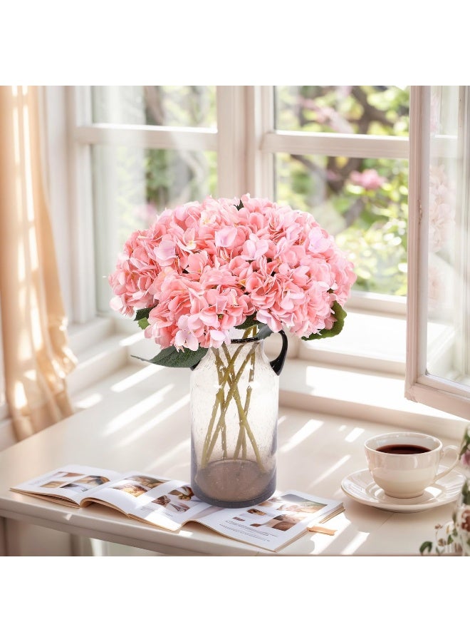 Kimura's Cabin 6pcs Pink Fake Hydrangea Flowers Artificial Silk Hydrangea Bouquets Faux Hydrangea with Stems for Wedding Home Party Table Core Decoration (Pink, Pack of 6) - Image 5