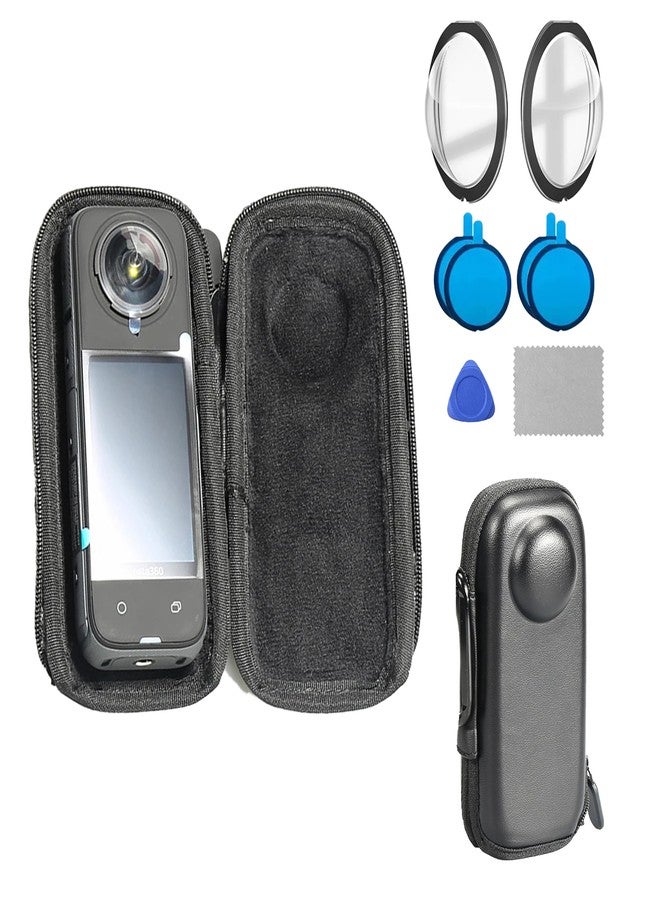 ZODUCT Insta 360 X3 Dual Lens Protector Guard Sticky Tempered with Storage Bag for X3 Action Camera Dust Proof, Anti-Strach Protective Insta 360 Accessories (X3 + Camera Bag) - Image 1