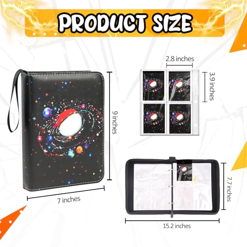 HOHOM 400 Pocket Trading Card Binder with 50 Removable Sleeves Portable Zippered Card Holder Collection Album Book Case Storage for MTG TCG Sports Game Cards Starlit Sky - Image 3