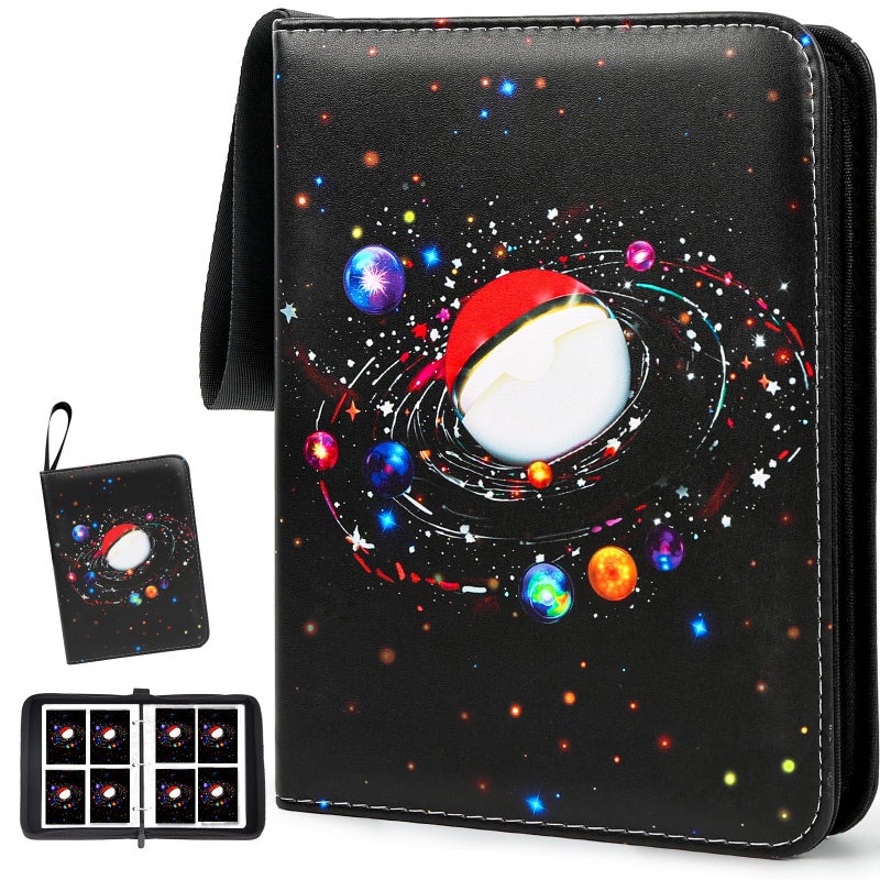 HOHOM 400 Pocket Trading Card Binder with 50 Removable Sleeves Portable Zippered Card Holder Collection Album Book Case Storage for MTG TCG Sports Game Cards Starlit Sky - Image 2