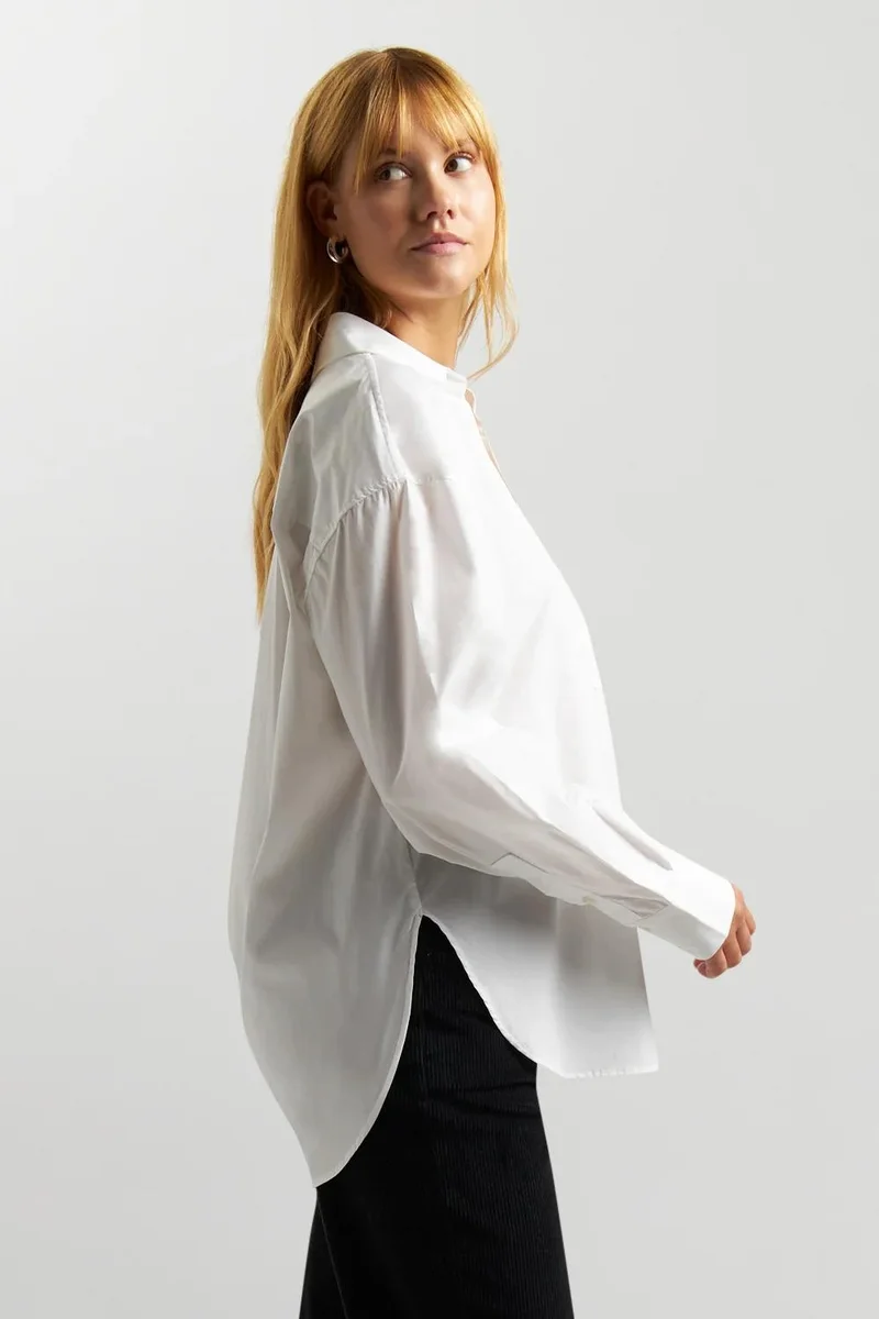 Ag Jeans Effortless Oversized Neutral Poplin Shirt