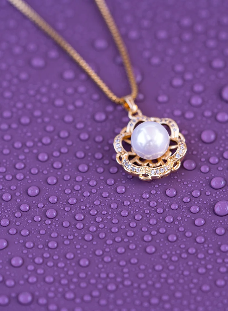 AMICA Embellished Pearl Flower Pendant Necklace