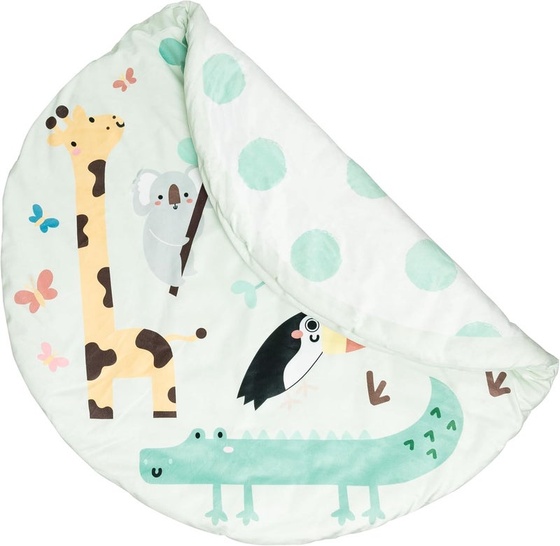 pearhead All season compatible build Plush Baby Mat, Jungle Animals Infant Mat, Reversible Polka Dot Play Mat, Soft, Portable and Washable Baby Tummy Time and Play Gym Mat Simple multi-color universal build - Image 1