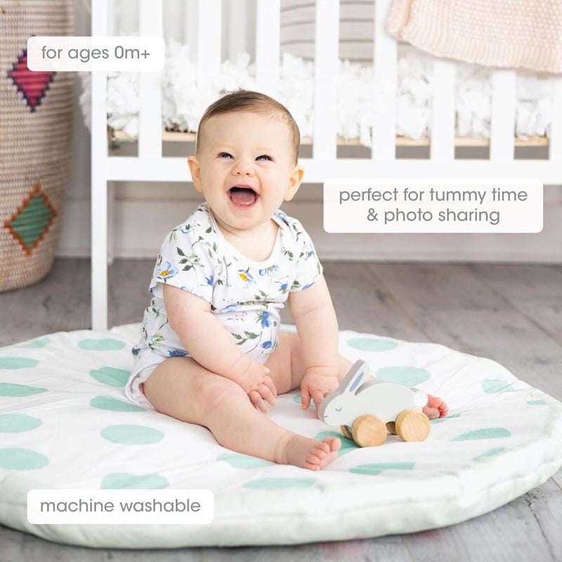 pearhead All season compatible build Plush Baby Mat, Jungle Animals Infant Mat, Reversible Polka Dot Play Mat, Soft, Portable and Washable Baby Tummy Time and Play Gym Mat Simple multi-color universal build - Image 3