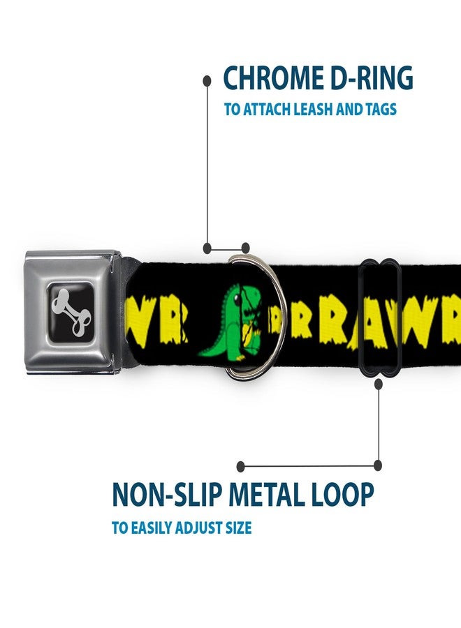 Buckle Down Buckle-Down Dog Collar Seatbelt Buckle Rrrawr Dinosaur Black Green Yellow, Multicolor, 1.5" Wide - Fits 13-18" Neck - Small (DC-W31825-WS) - Image 5