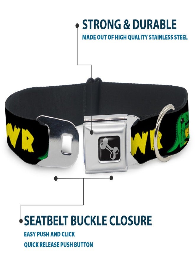 Buckle Down Buckle-Down Dog Collar Seatbelt Buckle Rrrawr Dinosaur Black Green Yellow, Multicolor, 1.5" Wide - Fits 13-18" Neck - Small (DC-W31825-WS) - Image 4