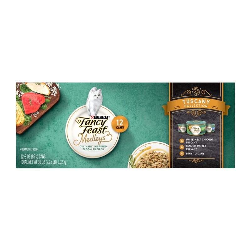 Fancy Feast Purina Fancy Feast Medleys 12 Ct. Tuscany Wet Cat Food Variety Pack - (12) 3 oz. Cans - (2 Packs of 12) 3 oz. Cans - Image 1