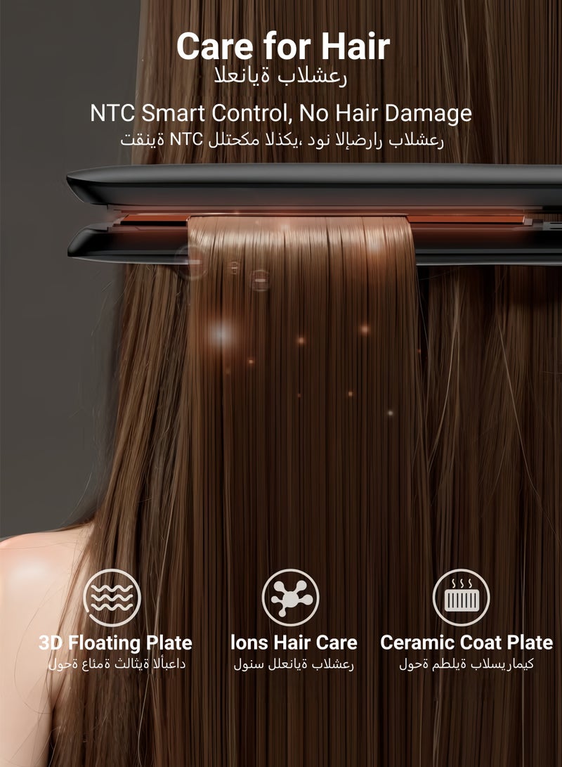 ZONBON Ceramic Hair Straightener, 2 in 1 Hair Straightener and Curler, Professional Hair Iron with 5 Heat Settings Up to 450℉/230℃, Dual Voltage Travel Flat Iron / Hair State Machine for Smooth Glide/Straighten Hair/Curl/Wave, Black - Image 5