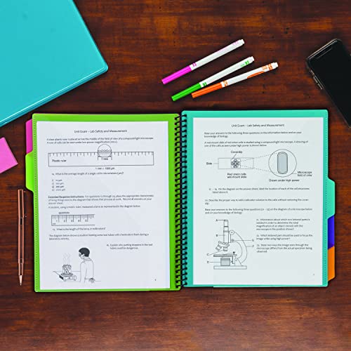 Samsill 10 Pocket Spiral Project Folder Organizer with 5 Dividers, Zipper Pouch, Customizable Front Cover, Erasable Write On Tabs in Fashion Colors, Plastic Folders with Pockets, 2 Pack - Image 5