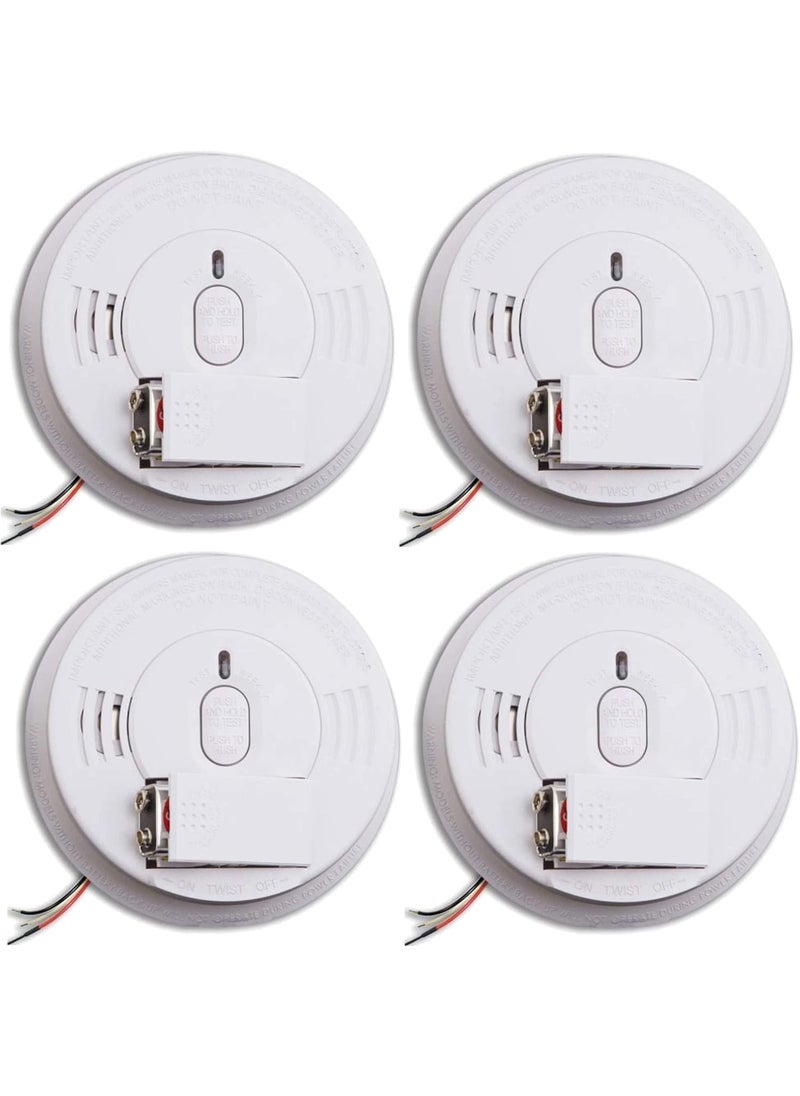 Kidde Kidde Smoke Detector Hardwired Smoke Alarm with Battery Backup FrontLoad Battery Door TestSilence Button Pack of 4 White  - Image 1