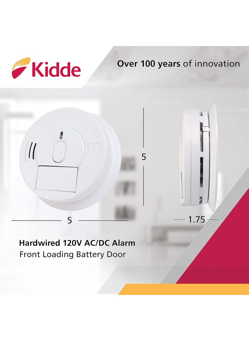 Kidde Kidde Smoke Detector Hardwired Smoke Alarm with Battery Backup FrontLoad Battery Door TestSilence Button Pack of 4 White  - Image 2
