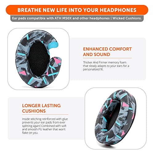 WC Wicked Cushions PadZ - Thick & Soft Ear Pads for ATH M50X / M40X / SteelSeries Arctis/HyperX Cloud & Alpha/Logitech G Pro X/Compatible with Over 50 Headphones | 90s Black - Image 5