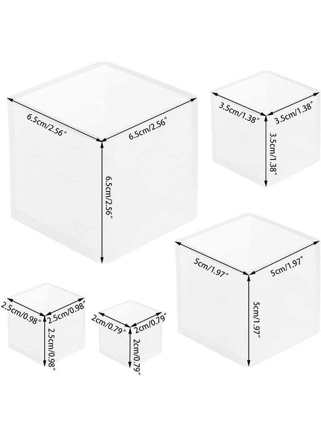 KIRA Box Square Resin Mold Silicone Mould: 5PCS Cube Resin Mould 5 Differet Sizes Art DIY Jewelry Keychain Making Kit Candle Box Decorative Craft Epoxy Casting Mould Set-(3) - Image 3