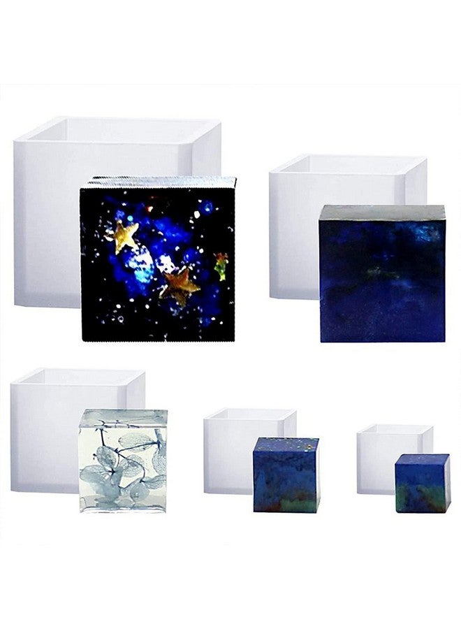 KIRA Box Square Resin Mold Silicone Mould: 5PCS Cube Resin Mould 5 Differet Sizes Art DIY Jewelry Keychain Making Kit Candle Box Decorative Craft Epoxy Casting Mould Set-(3) - Image 1