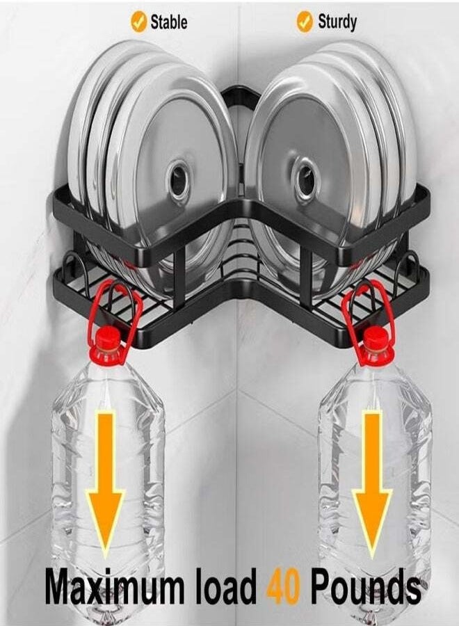 HOOPZOZA 5PCS  Corner Shower Caddy with Soap Holder and Toothbrush Holder and 16 Hooks Adhesive Shower Organizer  Bathroom Organizer Shower Rack  Bathroom Shower Storage Shelf Rustproof Stainless Steel Shelf for Kitchen Home Decor Bath - Image 4