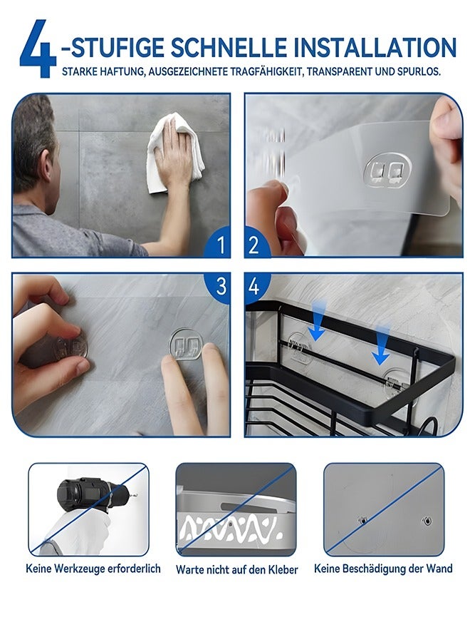 HOOPZOZA 5PCS  Corner Shower Caddy with Soap Holder and Toothbrush Holder and 16 Hooks Adhesive Shower Organizer  Bathroom Organizer Shower Rack  Bathroom Shower Storage Shelf Rustproof Stainless Steel Shelf for Kitchen Home Decor Bath - Image 5