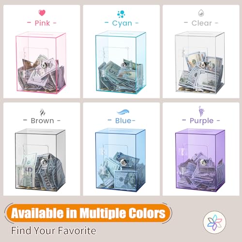 Hicocool Clear Piggy Bank with Lock, Acrylic Piggy Bank with Key for Adults Kids Openable, Reusable Money Saving Box for Birthday (Clear) - Image 5