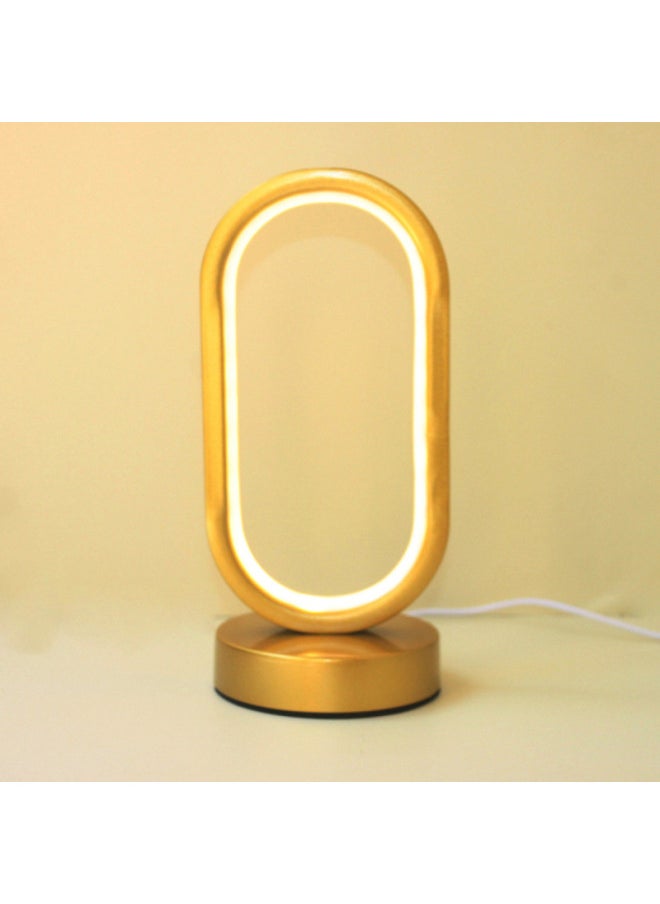General - Nordic Creative Ring Led Lamp Stepless Dimming Night Light Energy-saving Eye Protection Dormitory Fill Light Diy Handmade-Specification:Small Oval-gold-【usb Interface】 Warm Light 【mild Style】 - Image 1