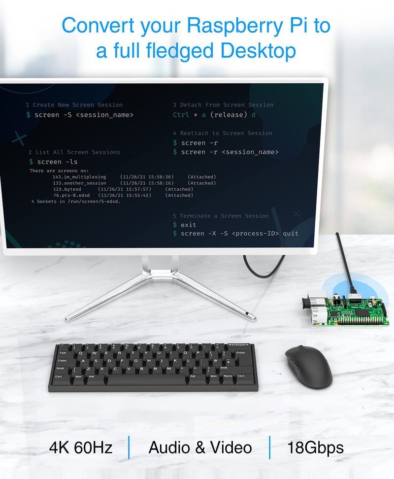 BlueRigger Micro HDMI to HDMI Cable (6FT, 4K@60Hz HDR, Male to Male, 3D, 18Gbps Cord, ARC) - Compatible with GoPro Hero 7/6, Raspberry Pi 4/5, Sony A6300 Camera/Retroid Pocket 3+, Nikon B500 - Image 5