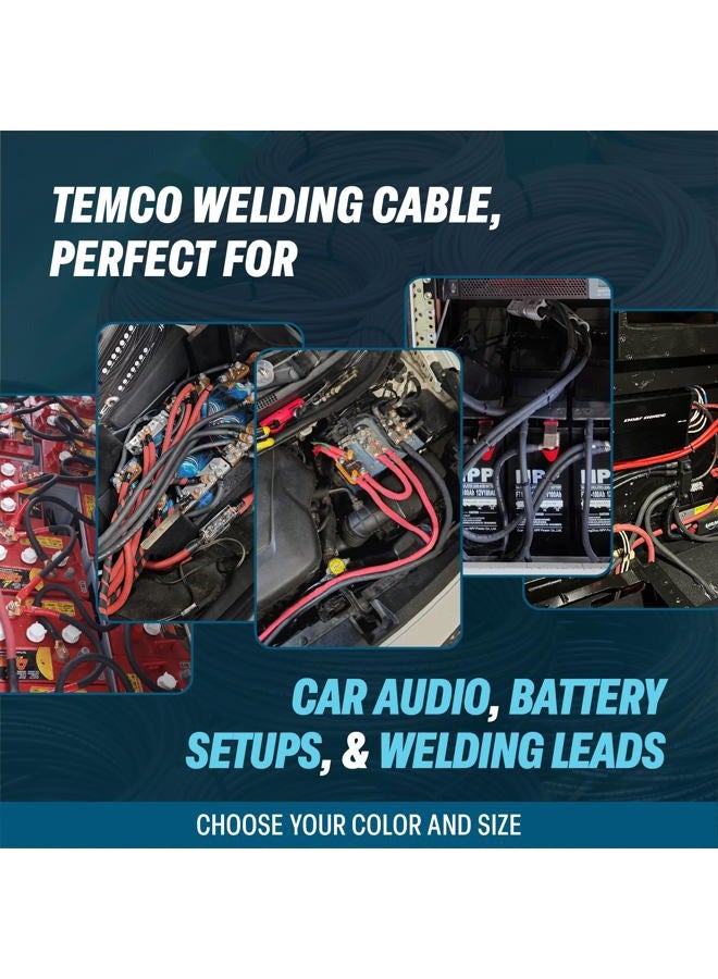 TEMCo Industrial كابل لحام TEMCo 2 قياس AWG 25 قدم أسود + 25 قدم أحمر مرن مصنوع من النحاس النقي في الولايات المتحدة الأمريكية - للاستخدام الثقيل في الطاقة الشمسية، العاكس، السيارة، RV، الشاحنة - Image 4