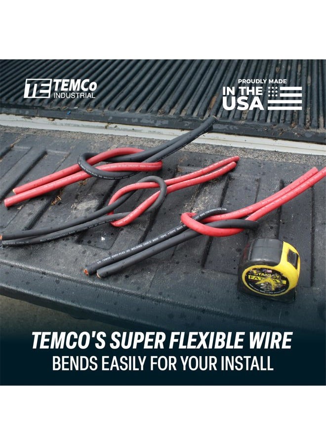 TEMCo Industrial كابل لحام TEMCo 2 قياس AWG 25 قدم أسود + 25 قدم أحمر مرن مصنوع من النحاس النقي في الولايات المتحدة الأمريكية - للاستخدام الثقيل في الطاقة الشمسية، العاكس، السيارة، RV، الشاحنة - Image 3