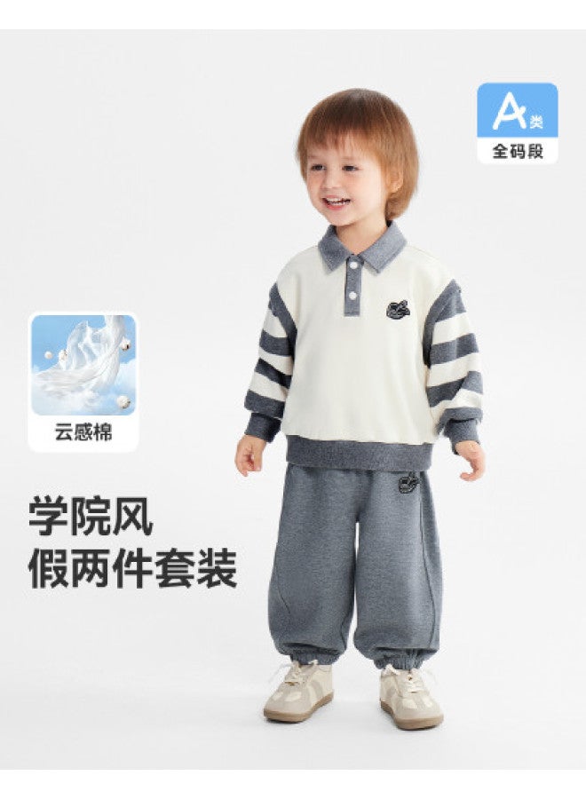 Spring Collection Debut] Baby's Two-piece School Style Set Boys And Girls 2026 New Children's Kindergarten Outfit - Image 1