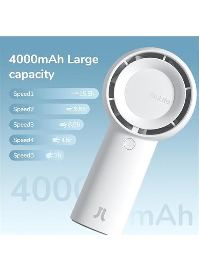 إسكدنيا مروحة توربو محمولة 【وقت تبريد أقصى 16 ساعة】 مروحة يدوية صغيرة محمولة، قابلة لإعادة الشحن عبر USB بسعة 4000 مللي أمبير/ساعة، شخصية تعمل بالبطارية، صغيرة الحجم مع 5 سرعات للسفر/الأنشطة الخارجية/المنزل - Image 3