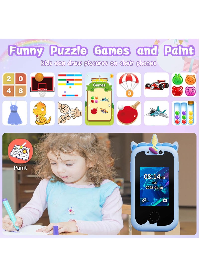 Generic Kids Smart Phone Gifts Toys for Girls Boys aged 3-8, Toddler Learning Toys with Unicorn Educational Games,  with 8G SD Card  - Image 3