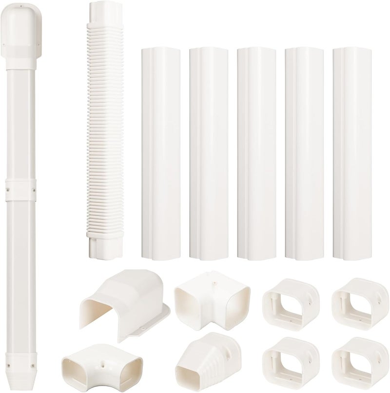 BEWAVE مجموعة غطاء خط أنابيب مصغرة 3" بطول 10 أقدام، غطاء أنابيب PVC زخرفي لمكيفات الهواء المنفصلة ومضخات الحرارة - Image 1