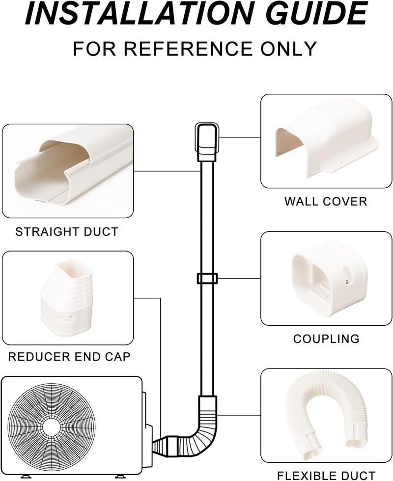 BEWAVE مجموعة غطاء خط أنابيب مصغرة 3" بطول 10 أقدام، غطاء أنابيب PVC زخرفي لمكيفات الهواء المنفصلة ومضخات الحرارة - Image 3