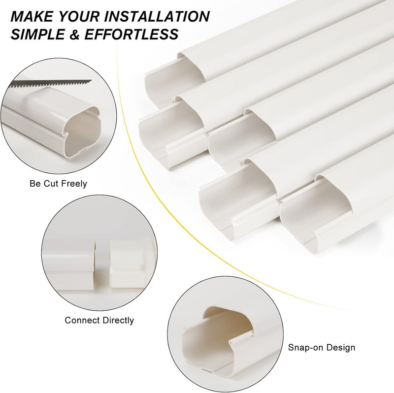 BEWAVE مجموعة غطاء خط أنابيب مصغرة 3" بطول 10 أقدام، غطاء أنابيب PVC زخرفي لمكيفات الهواء المنفصلة ومضخات الحرارة - Image 4
