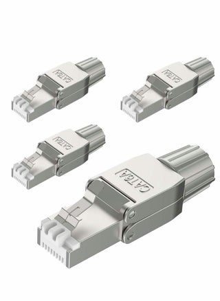 RJ45 Cat6A Connectors, Tool-Free Reusable Shielded Ethernet Termination Plugs for 23AWG SFTP UTP Cable, 10G Easy Internet Plug, Fast Field Installation (4 Pack) - pzsku/Z37F04BB33E616A4F3232Z/45/_/1671028895/d10e711b-f766-4d12-9004-5dda981108eb