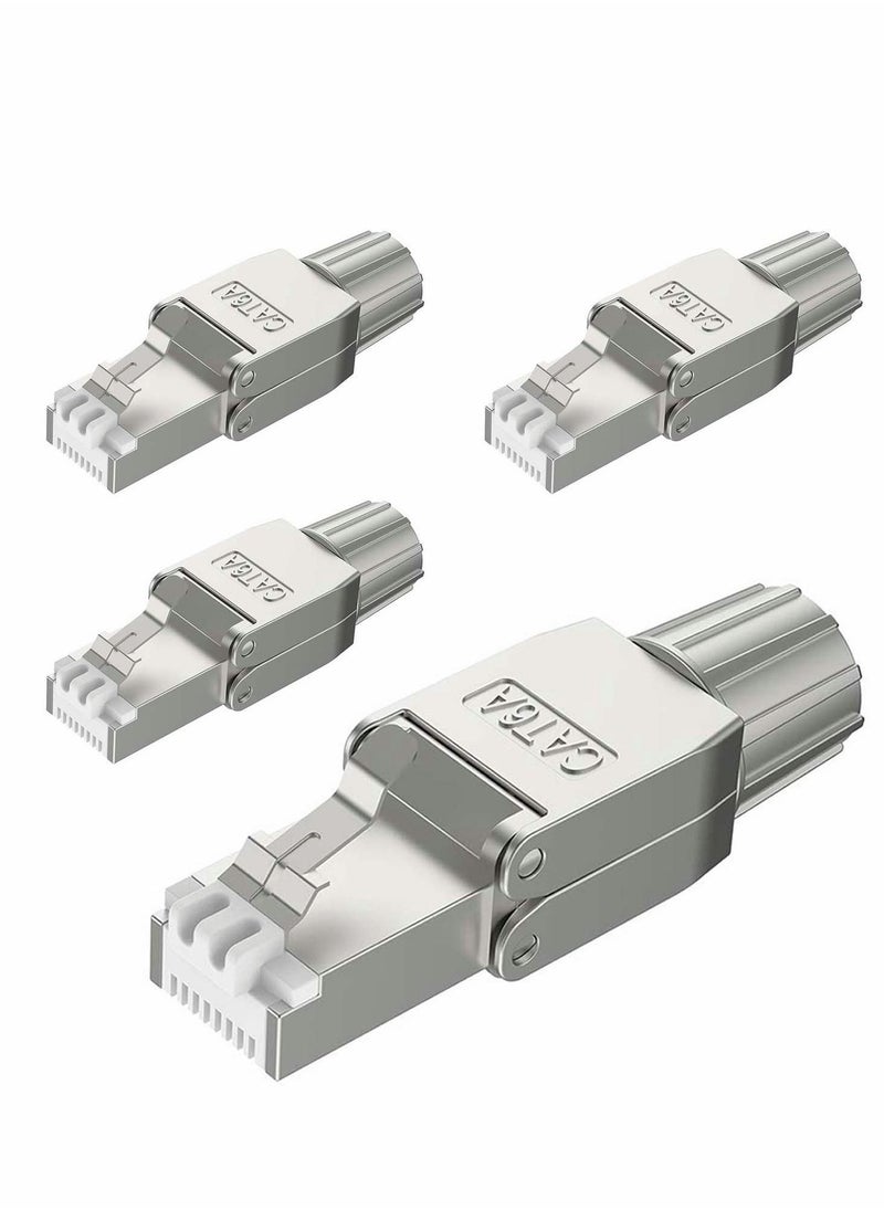 Y&D - RJ45 Cat6A Connectors, Tool-Free Reusable Shielded Ethernet Termination Plugs for 23AWG SFTP UTP Cable, 10G Easy Internet Plug, Fast Field Installation (4 Pack) - Image 1