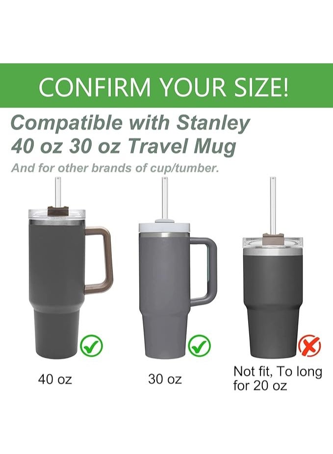 PROMASS Replacement Straw Compatible with Stanley 40 oz Tumbler Straws, 6 Pcs Reusable Straws with Cleaning Brush, Long Glass Straw for Stanley Accessories, Clear - Image 3