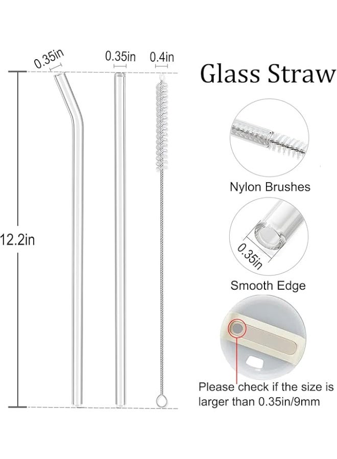 PROMASS Replacement Straw Compatible with Stanley 40 oz Tumbler Straws, 6 Pcs Reusable Straws with Cleaning Brush, Long Glass Straw for Stanley Accessories, Clear - Image 2