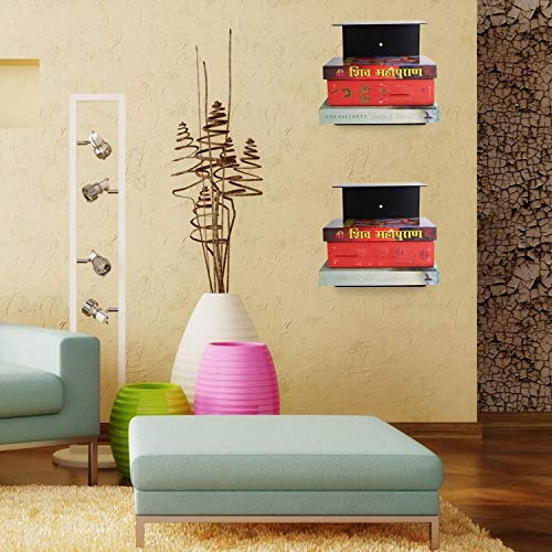 Go Hooked Heavy Duty Metal Wall Mounted Book Shelves for Study Room, Living Room and Bedrooms (2 Pcs) (Black) - Image 4