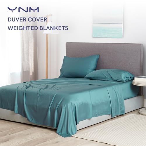 YnM Cooling Duvet Cover for Weighted Blankets with 16 Strings (Sea Grass, 60"x80") - Image 2