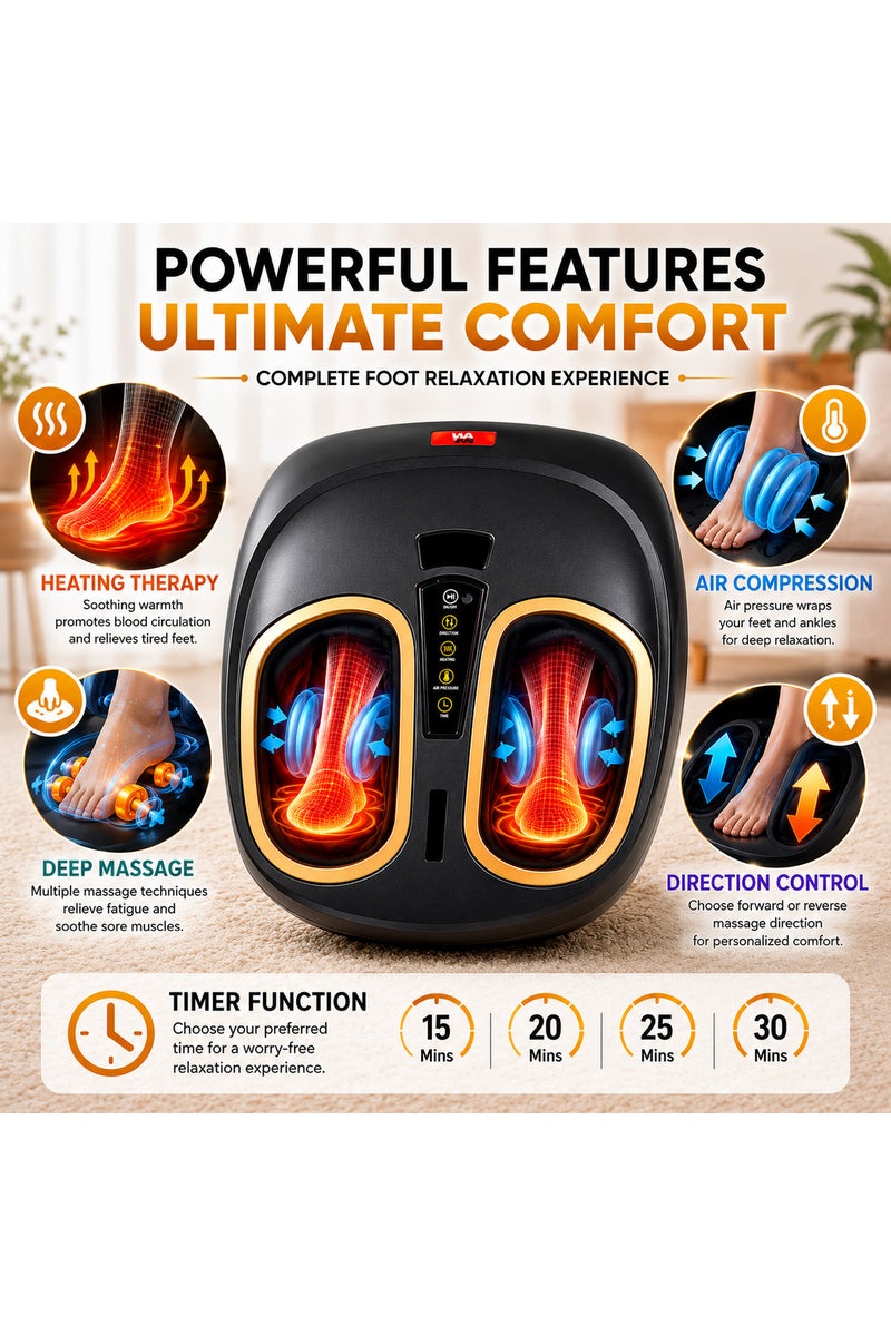 Electric Shiatsu Foot Massager Machine with Heat & Air Compression Massager for Home Relaxation - Image 3