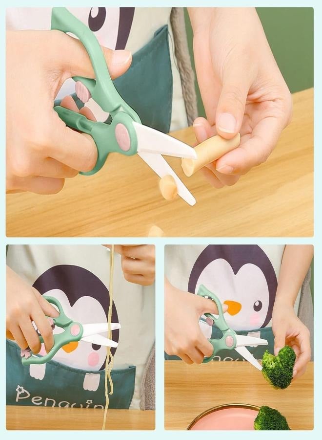 iMissiu Ceramic Scissors for Baby Food Cutting, Toddler Feeding Shears with Safety Lock, Healthy Food Cutter with Dust Cover and Storage Case-Green - Image 3