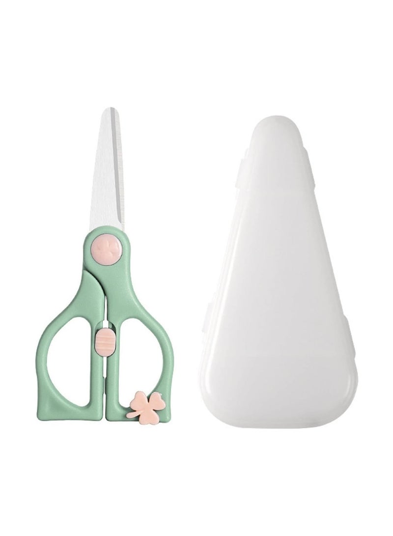 iMissiu Ceramic Scissors for Baby Food Cutting, Toddler Feeding Shears with Safety Lock, Healthy Food Cutter with Dust Cover and Storage Case-Green - Image 1