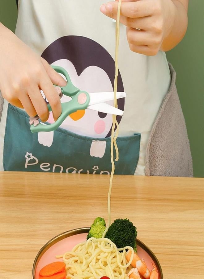 iMissiu Ceramic Scissors for Baby Food Cutting, Toddler Feeding Shears with Safety Lock, Healthy Food Cutter with Dust Cover and Storage Case-Green - Image 4