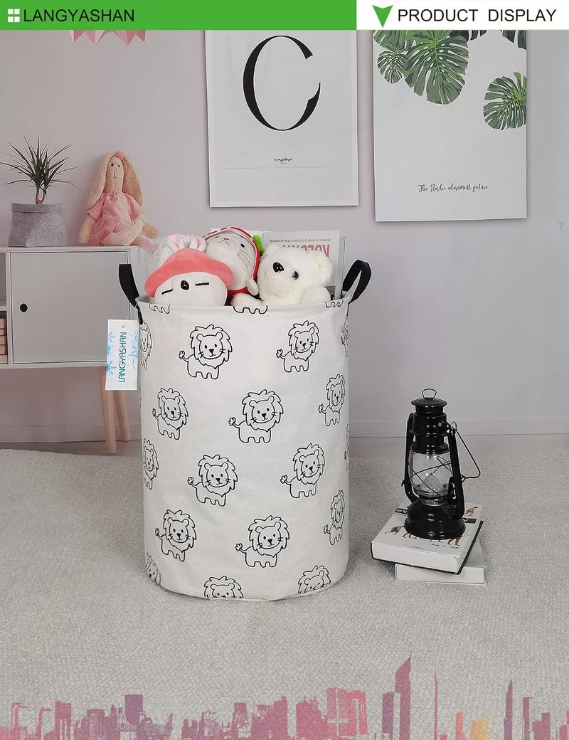 LANGYASHAN (Lion) - Storage Bin,Canvas Fabric Collapsible Organiser Basket for Laundry Hamper,Toy Bins,Gift Baskets, Bedroom, Clothes,Baby Nursery(Lion) - Image 4