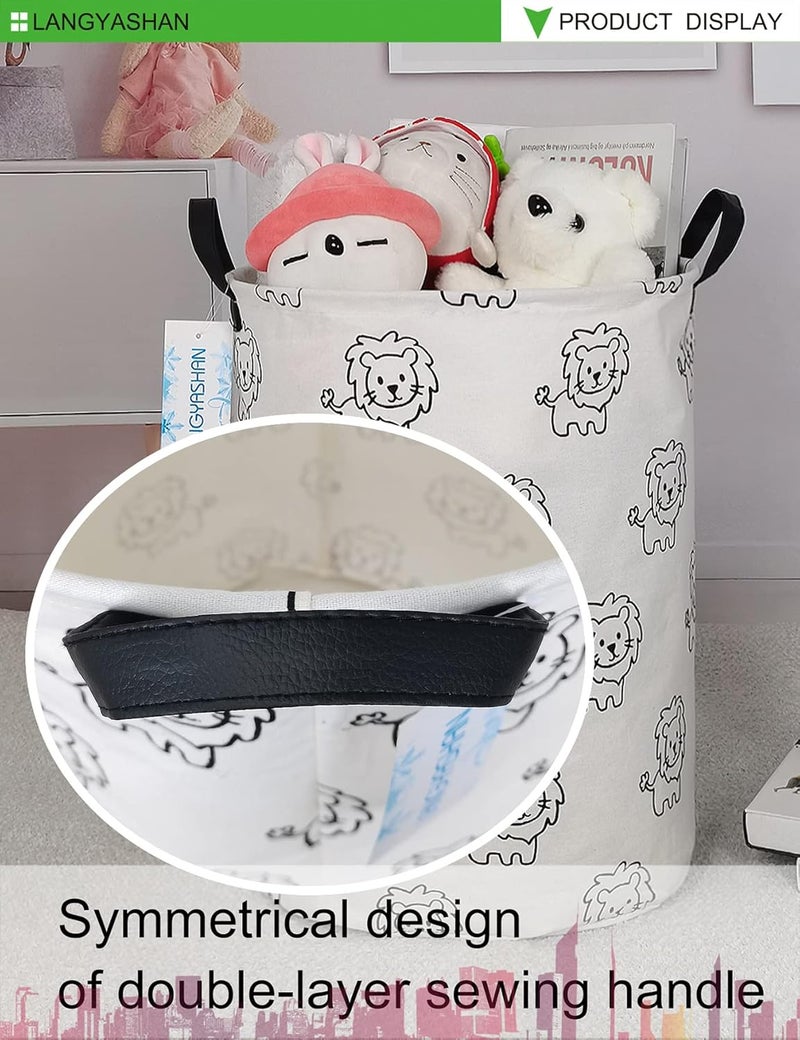 LANGYASHAN (Lion) - Storage Bin,Canvas Fabric Collapsible Organiser Basket for Laundry Hamper,Toy Bins,Gift Baskets, Bedroom, Clothes,Baby Nursery(Lion) - Image 3